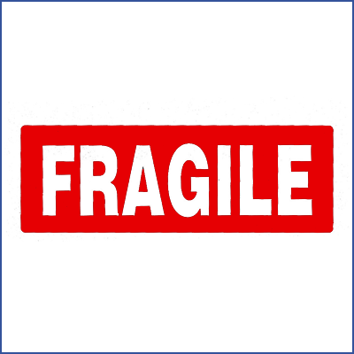 Etiquettes de signalisation FRAGILE rouge - 50 x 145 mm