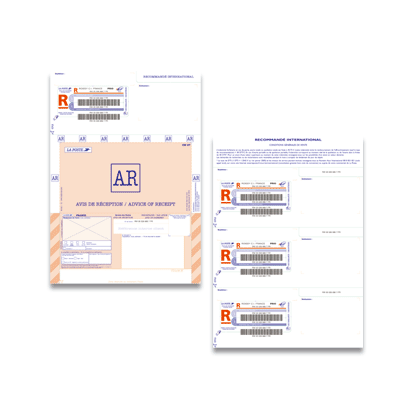 Liasses lire A4 International - avec AR - 250 ex