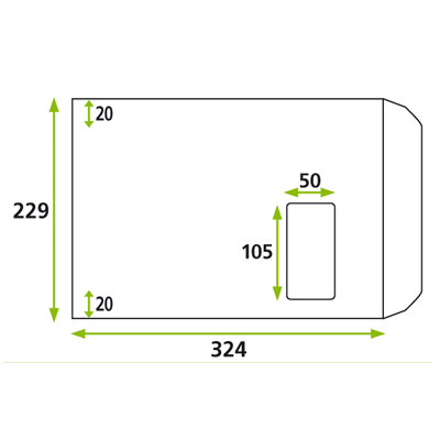 Boite de 250 poch - 229 x 324 mm - avec fenêtre 50 x 105 mm